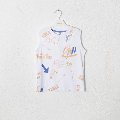 Erkek Çocuk Pano Baskılı Kolsuz T-Shirt 6-16 Yaş
