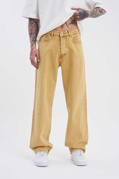 Erkek Relaxed Baggy Jean Golden Asit Pantolon