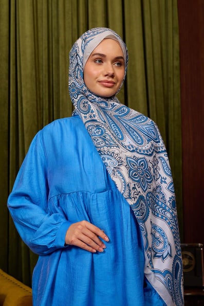 Marrakech Koleksiyon Soft Şal Mavi Gri 3048-01