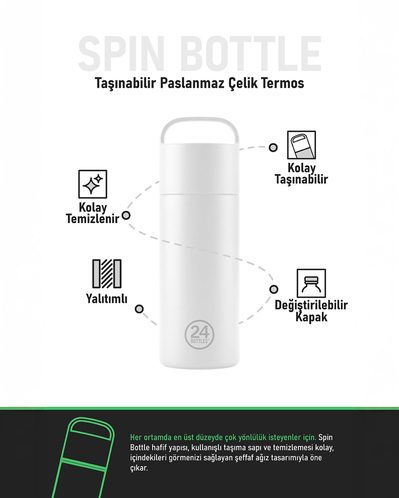 24Bottles Spin Bottle Daydreaming Yellow Paslanmaz Çelik Termos 480 ml Pembe - Sarı