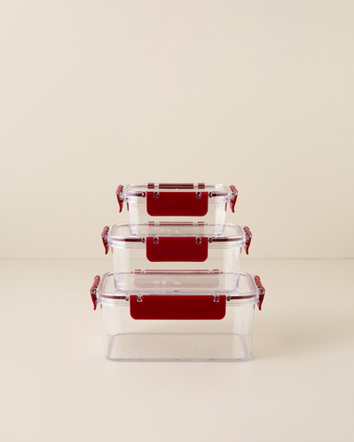 Ador Plastik 3lü Saklama Kabı 375-800-1700 ml Bordo