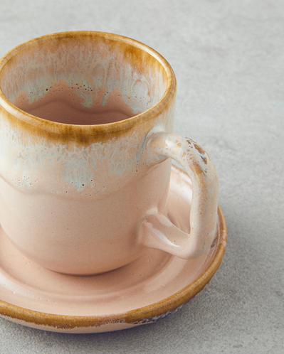 Alicent Seramik 4 Parça 2 Kişilik Double Kahve Fincan Takımı 150 ml Pudra