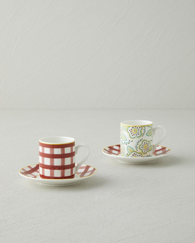 Almeda New Bone China 4 Parça 2 Kişilik Kahve Fincan Takımı 80 ml Bordo