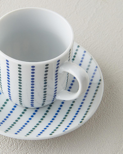 Anchor Porselen Kahve Fincan Takımı 4 Parça 2 Kişilik Mavi-Yeşil