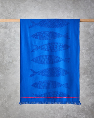 Aquatic Fish Pamuklu Plaj Havlusu 70x140 cm Çivit Mavi