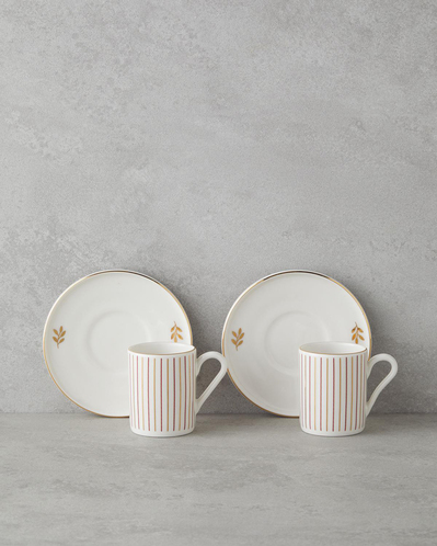 Avelia Bone Porselen 4 Parça 2 Kişilik Kahve Fincan Takımı 90 ml Pembe - Gold