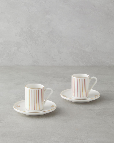 Avelia Bone Porselen 4 Parça 2 Kişilik Kahve Fincan Takımı 90 ml Pembe - Gold