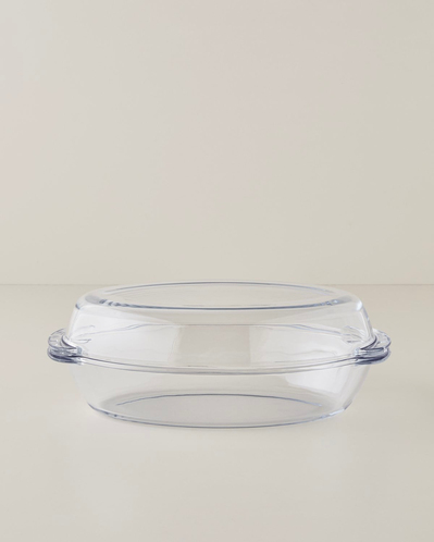 Bake&Serve Cam Oval Kapaklı Fırın Kabı 19x34 cm Şeffaf