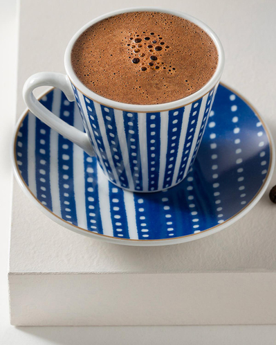 Bellis Porselen 4 Parça 2 Kişilik Kahve Fincan Takımı Lacivert