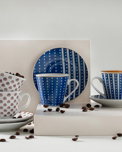 Bellis Porselen 4 Parça 2 Kişilik Kahve Fincan Takımı Lacivert