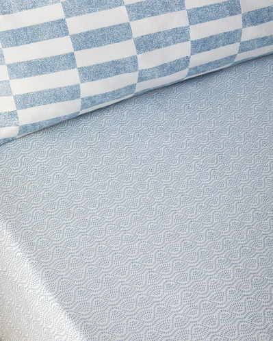 Block Dots Kolay Ütülenir Çift Kişilik Çarşaflı Nevresim Takımı 200x220 cm Mavi