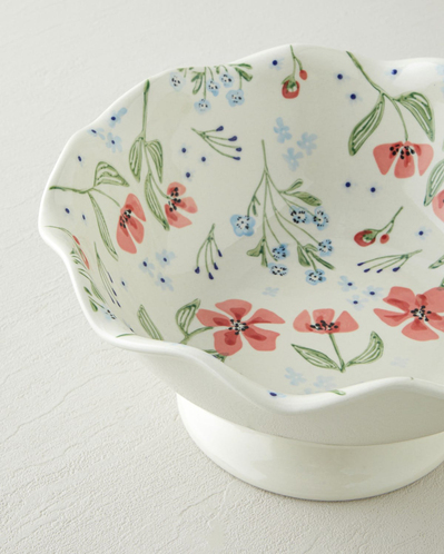 Bloomika Stoneware El Yapımı Sunumluk 26x25,5x13 cm Pembe - Yeşil