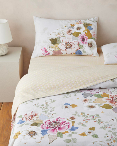 Bloomora Dijital Baskılı Kolay Ütülenir  Çift Kişilik Çarşaflı Nevresim Takımı 200x220 cm Bej-Sarı