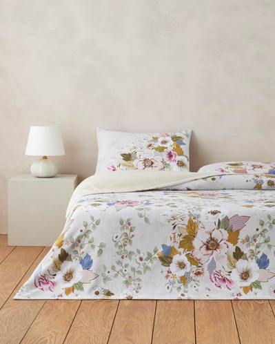 Bloomora Dijital Baskılı Kolay Ütülenir  Çift Kişilik Çarşaflı Nevresim Takımı 200x220 cm Bej-Sarı
