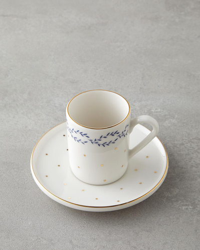Blossia Bone Porselen 4 Parça 2 Kişilik Kahve Fincan Takımı 90 ml Mavi Gold
