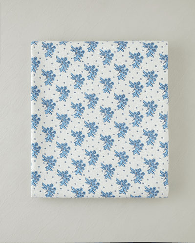 Blue Bouquet Baskılı Pamuklu Çift Kişilik Pike 200x220 cm Mavi