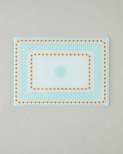 Blue Day Cam Kesme Tahtası 25x35 cm Mavi-Turuncu
