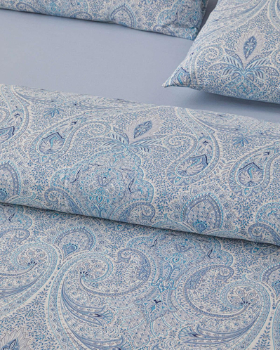 Boho Chic Pamuk Tek Kişilik Çarşaflı Nevresim Takımı 160x220 cm Mavi