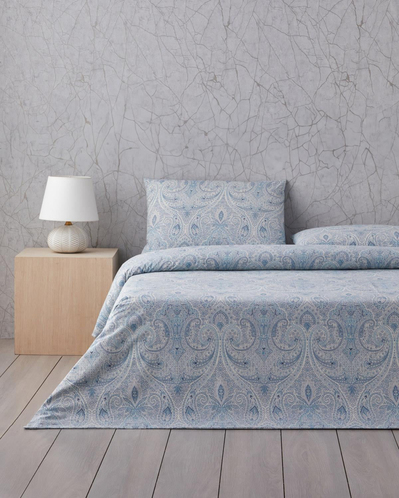 Boho Chic Pamuk Tek Kişilik Çarşaflı Nevresim Takımı 160x220 cm Mavi