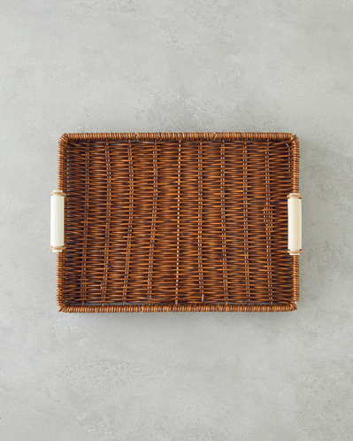Boho Rattan Tepsi 30x22x3 cm Kahverengi