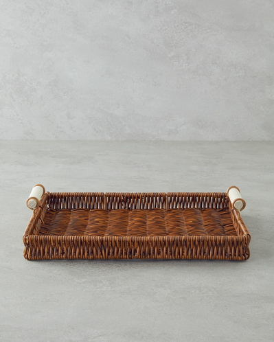 Boho Rattan Tepsi 30x22x3 cm Kahverengi