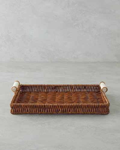 Boho Rattan Tepsi 30x22x3 cm Kahverengi