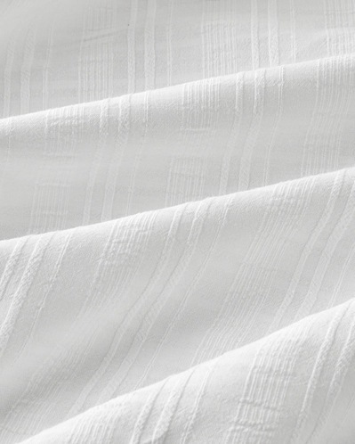 Breezy Escape Pamuk Ekose Tek Kişilik Çarşaflı Nevresim Takımı 160x220 cm Beyaz