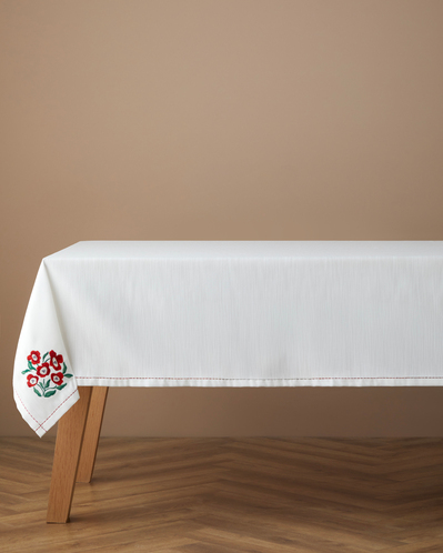 Bright Parade Polyester Masa Örtüsü 150x200 cm Beyaz - Kırmızı