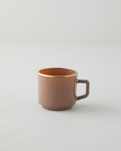 Brownfall Cam Standlı ve 4’lü Kupa 180 ml Kahverengi-Gold