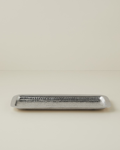 Buquet Metal Dekoratif Tabak 41x18x3 cm Gümüş