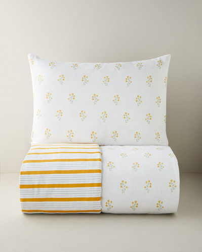 Butter Bloom Pamuklu Tek Kişilik Nevresim Seti 160x220 cm Hardal