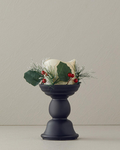 Candlestick Ledli Dekoratif Aydınlatma 9,7x9,7x19,5 cm Siyah