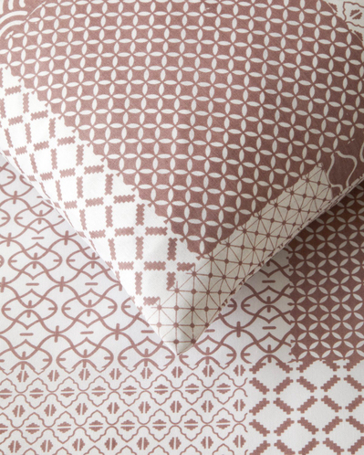 Chain Patch Kolay Ütülenir Çift Kişilik Çarşaflı Nevresim Takımı 200x220 cm Mürdüm