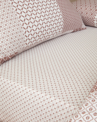 Chain Patch Kolay Ütülenir Çift Kişilik Çarşaflı Nevresim Takımı 200x220 cm Mürdüm