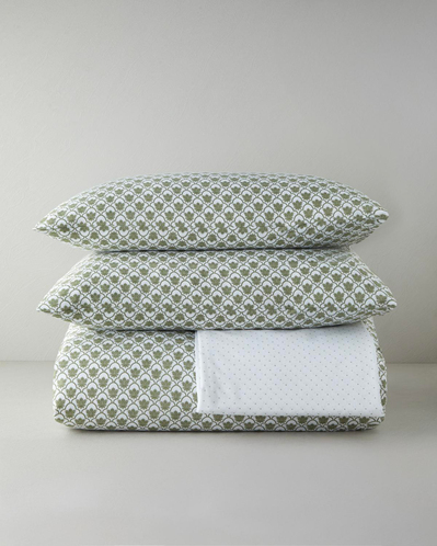 Chic Bloom Kolay Ütülenir Çarşaflı Çift Kişilik Nevresim Takımı 200x220 cm Yeşil