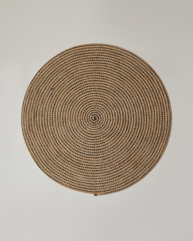 Circle Art Dekoratif Jüt Kilim Natural-Siyah