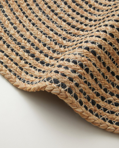 Circle Art Dekoratif Jüt Kilim 90 cm Natural-Siyah