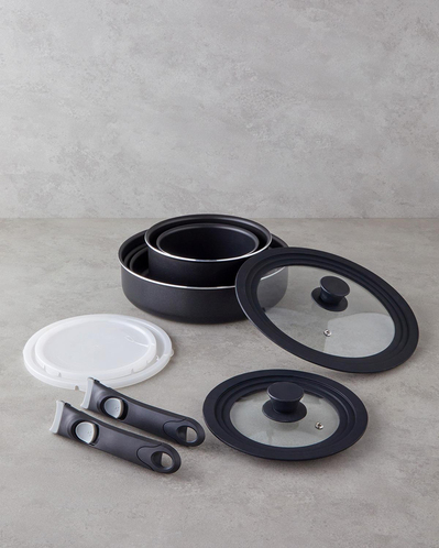 ClickEase Premium 11 Parça Tencere Seti 16 – 20 – 24 – 26 - 28 cm Siyah