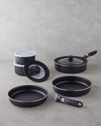 ClickEase Premium 11 Parça Tencere Seti 16 – 20 – 24 – 26 - 28 cm Siyah