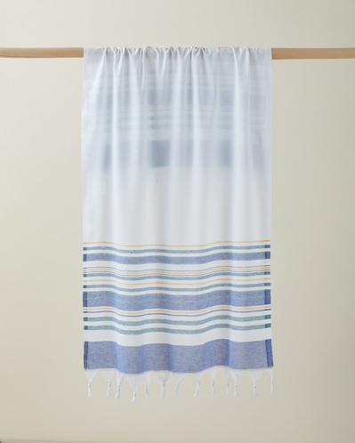 Coastie Rejenere Çizgili Peştamal 80x150 cm Mavi-Yeşil-Sarı