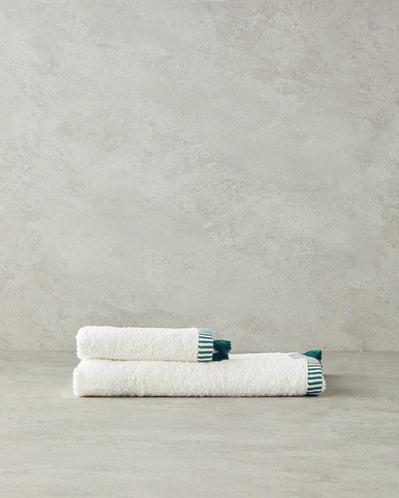 Colorful Lines Pamuklu El Havlusu Ekru - Yeşil