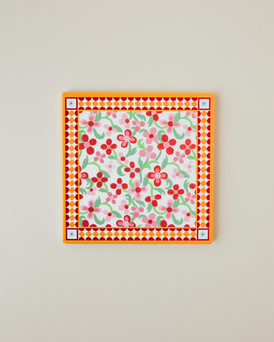Country Bloom Seramik Bardak Altlığı 11 cm Pembe
