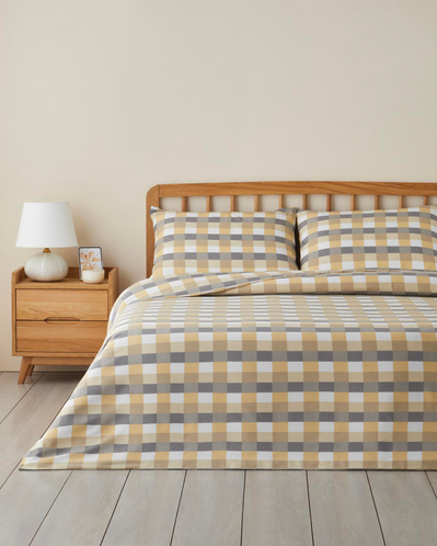 Cuby Kolay Ütülenir Çift Kişilik Nevresim Seti 200x220 cm Gri-Hardal