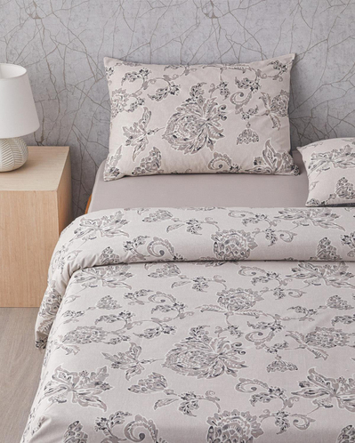 Curioleaf Pamuk Tek Kişilik Çarşaflı Nevresim Takımı 160x220 cm Bej