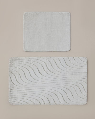 Curveline Kaydırmaz Taban Banyo Paspası Seti 60x100 cm + 50x60 cm Bej