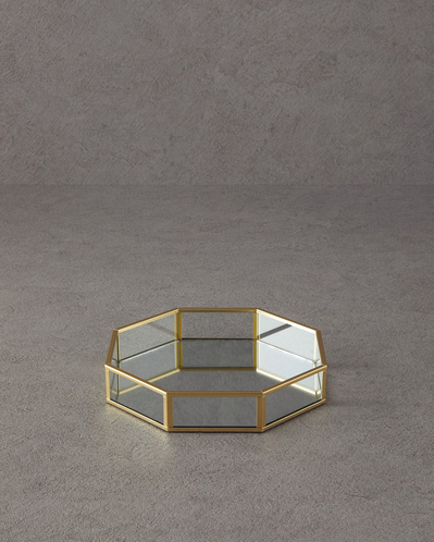 Deluxe Cam Dekoratif Tepsi 19x19x3,5 cm Gold