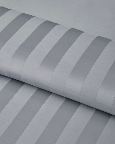 Deluxe Çizgili Pamuk Saten Çift Kişilik Çarşaflı Nevresim Takımı 200x220 cm Gri