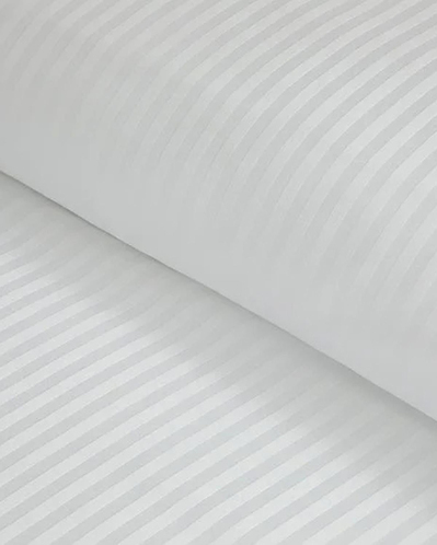 Deluxe Çizgili Pamuk Saten King Size Çarşaflı Nevresim Takımı Beyaz