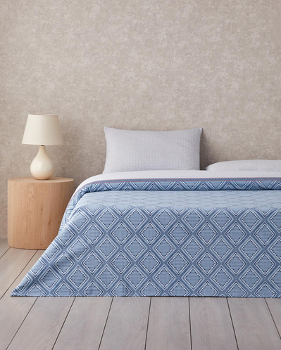 Diamond Twist Kolay Ütülenir Tek Kişilik Çarşaflı Nevresim Takımı 160x220 cm Koyu Mavi