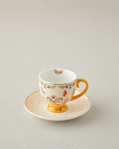 Dipsy New Bone China 4 Parça 2 Kişilik Kahve Fincan Takımı 100 ml Hardal